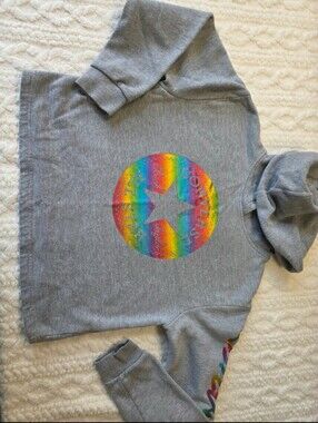 Converse Chuck Taylor All Star Rainbow Gray Hoodie Youth XL 13-15